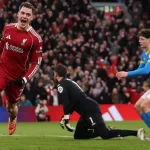 Florian Wirtz Liverpool merayakan gol perdananya di Premier League